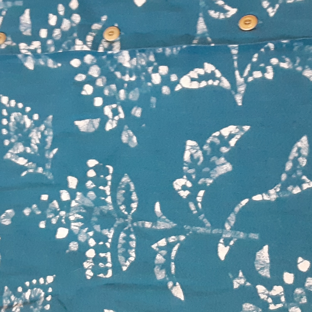 LUCKY BRAND BLUE AND WHITE BUTTON DOWN FRONT SHIRT, XL - Picture 8 of 10